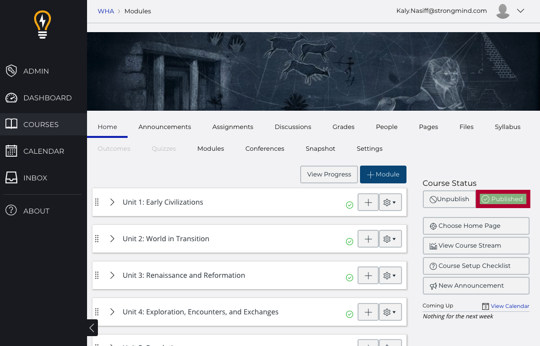 Publish a course primavera